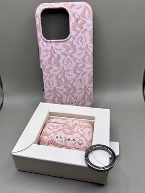 BURGA "Gone Country" Bundle - Pink Lace iPhone Case & Matching AirPods Case